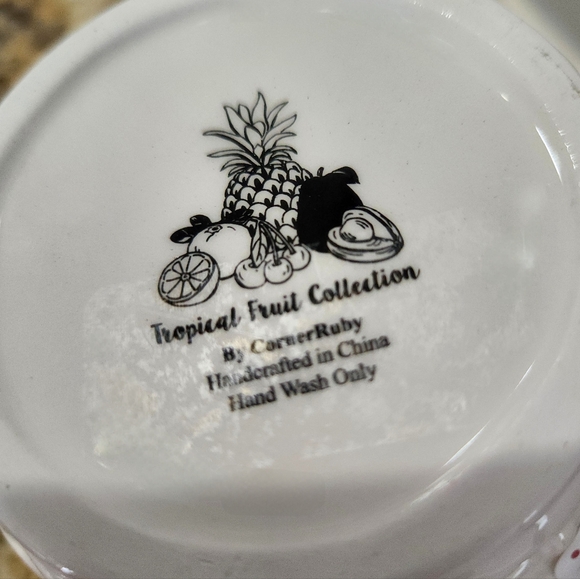 Tropical Fruit Collection 2 Piece Sugar Bowl And Creamer Set By Corner Ruby. New - Picture 12 of 16